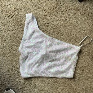 Sequin one shoulder crop top NWT size M
